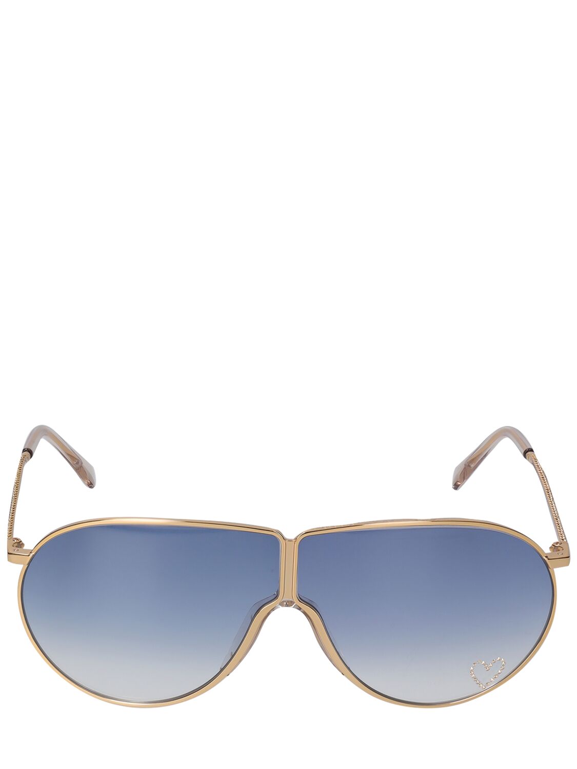 Stella Mccartney Love Heart Pilot Metal Sunglasses In Gold,blue
