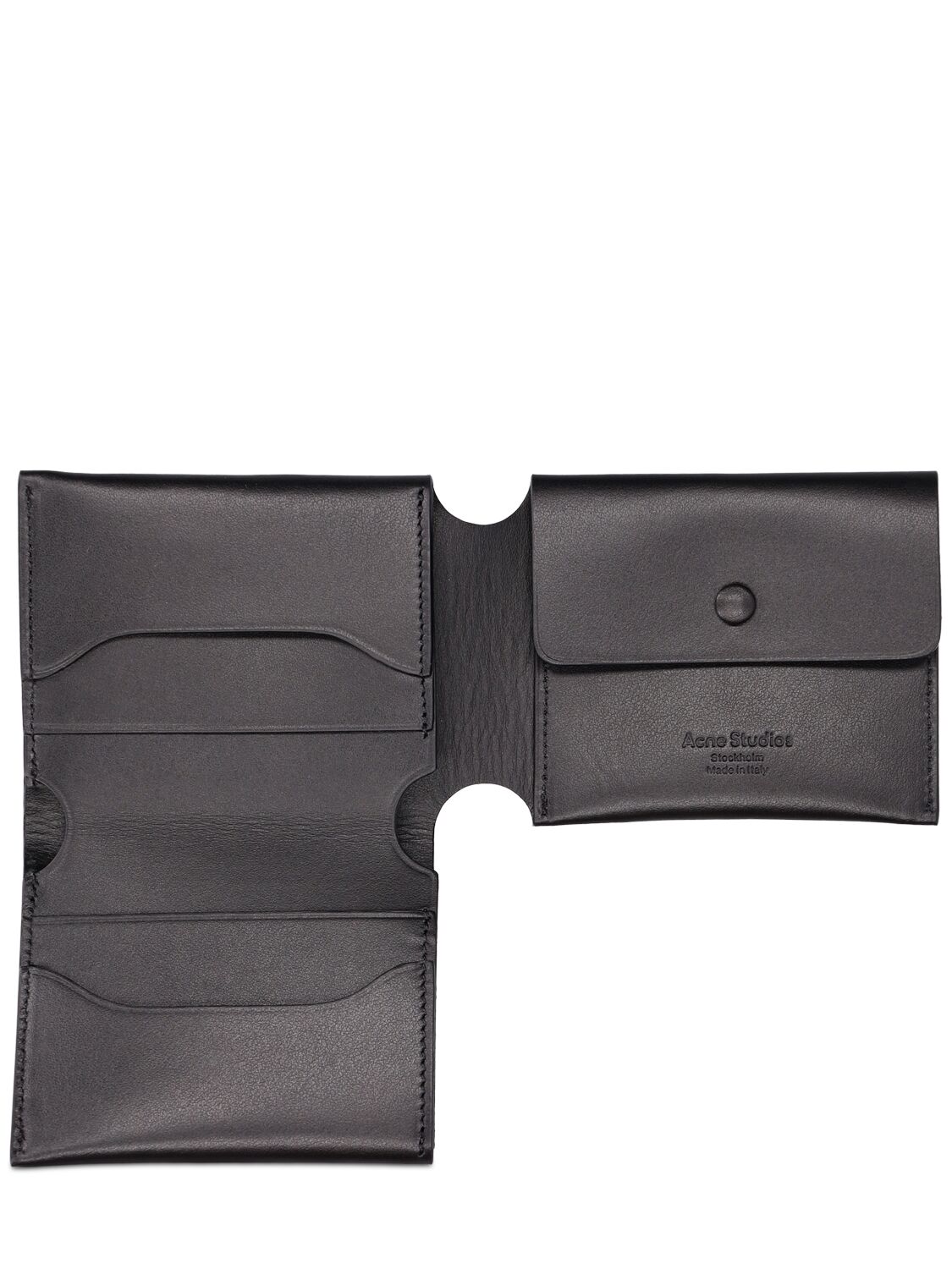 Shop Acne Studios Fold Leather Wallet In Black