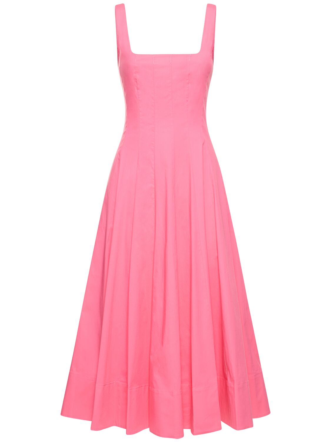 Staud Wells Stretch Cotton Dress In Pink