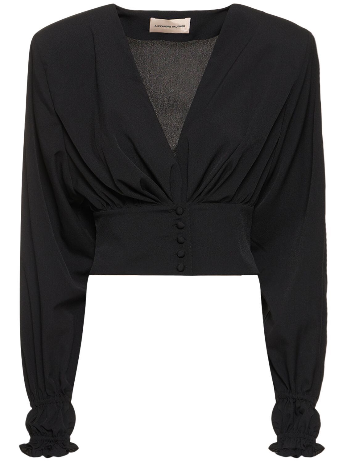 Alexandre Vauthier Gathered Crepe Crop Top In Black