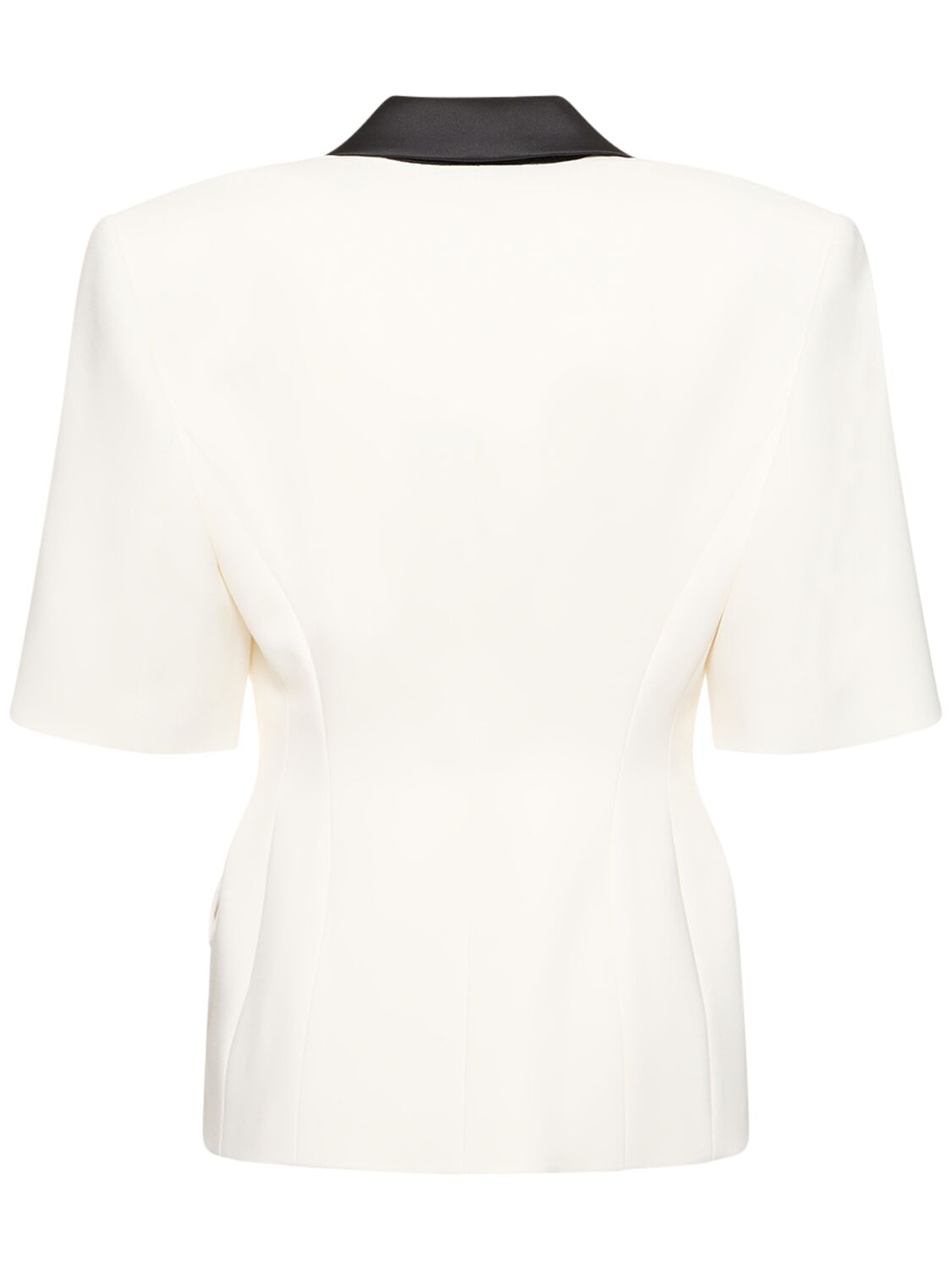 Shop Alexandre Vauthier Stretch Crepe Short Sleeved Jacket In White,black