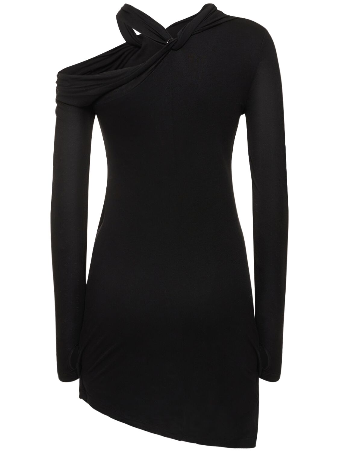 Shop Helmut Lang Viscose Jersey Twist Midi Dress In Black