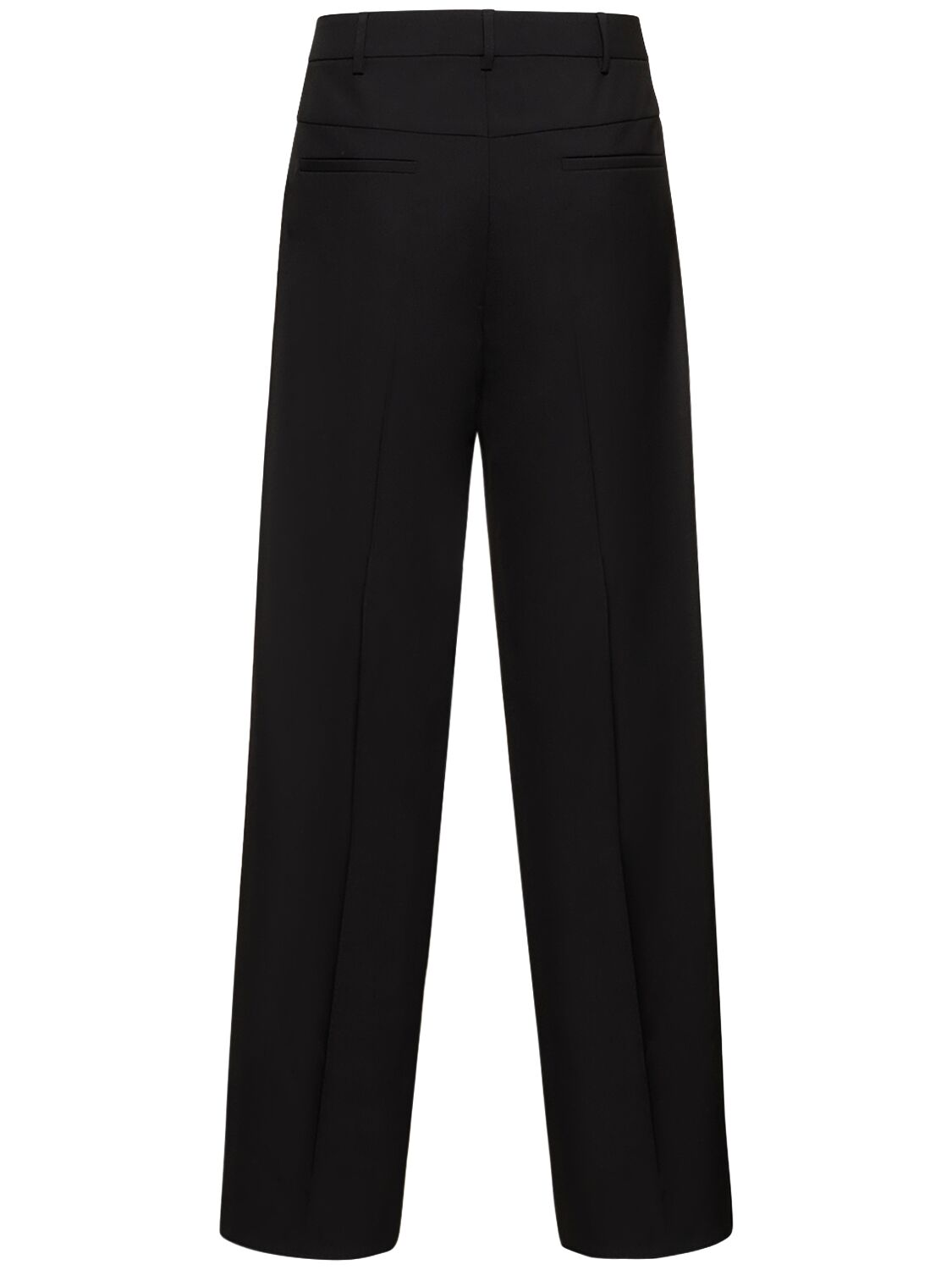 Shop Valentino Tailored Wool Straight Pants In Black