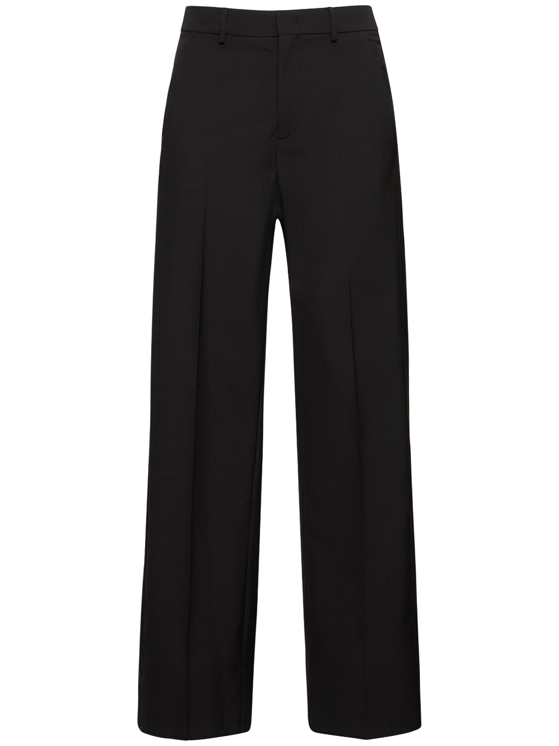 Shop Valentino Tailored Wool Straight Pants In Black