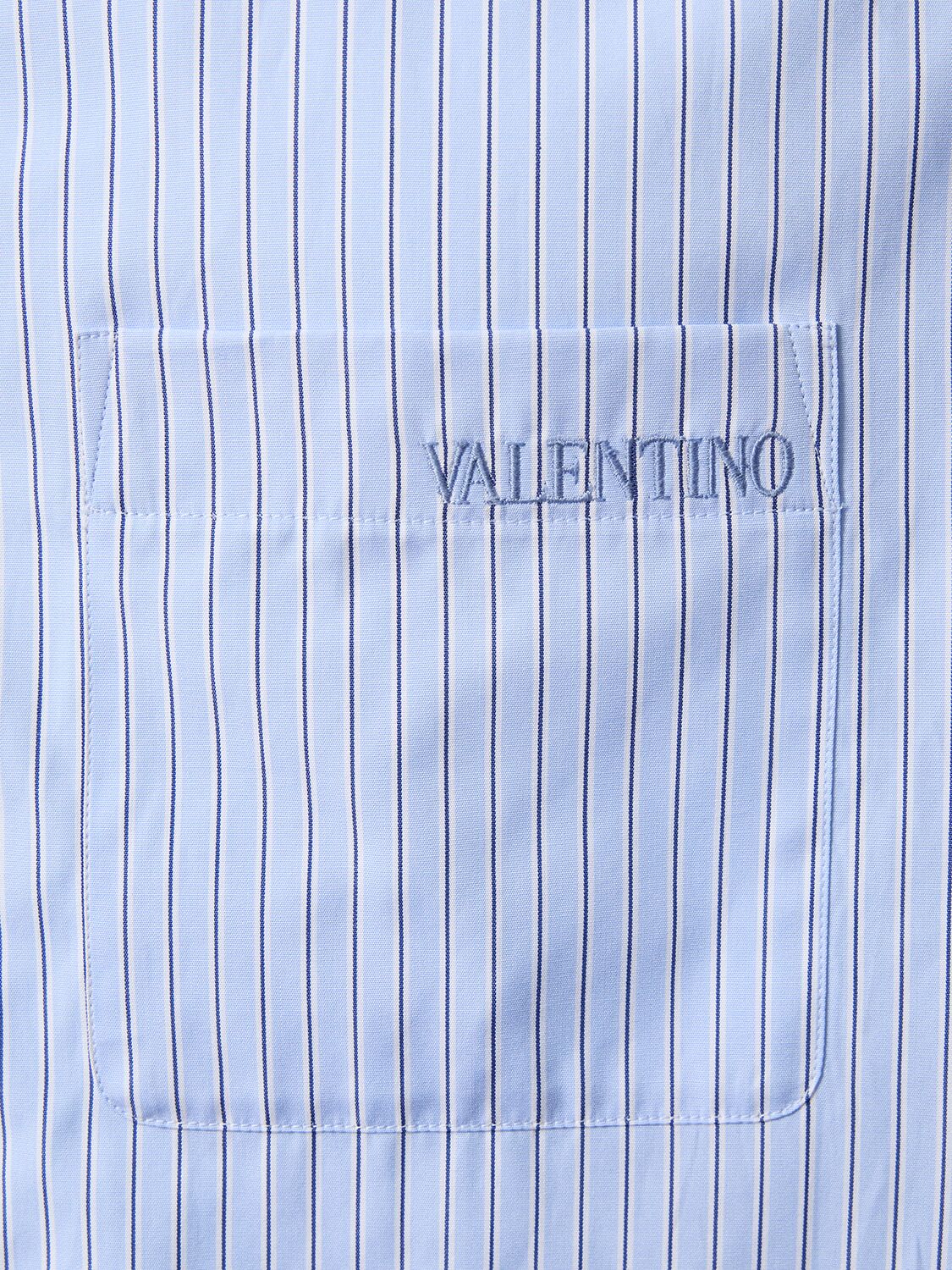 Shop Valentino Logo Classic Cotton Shirt In Blue