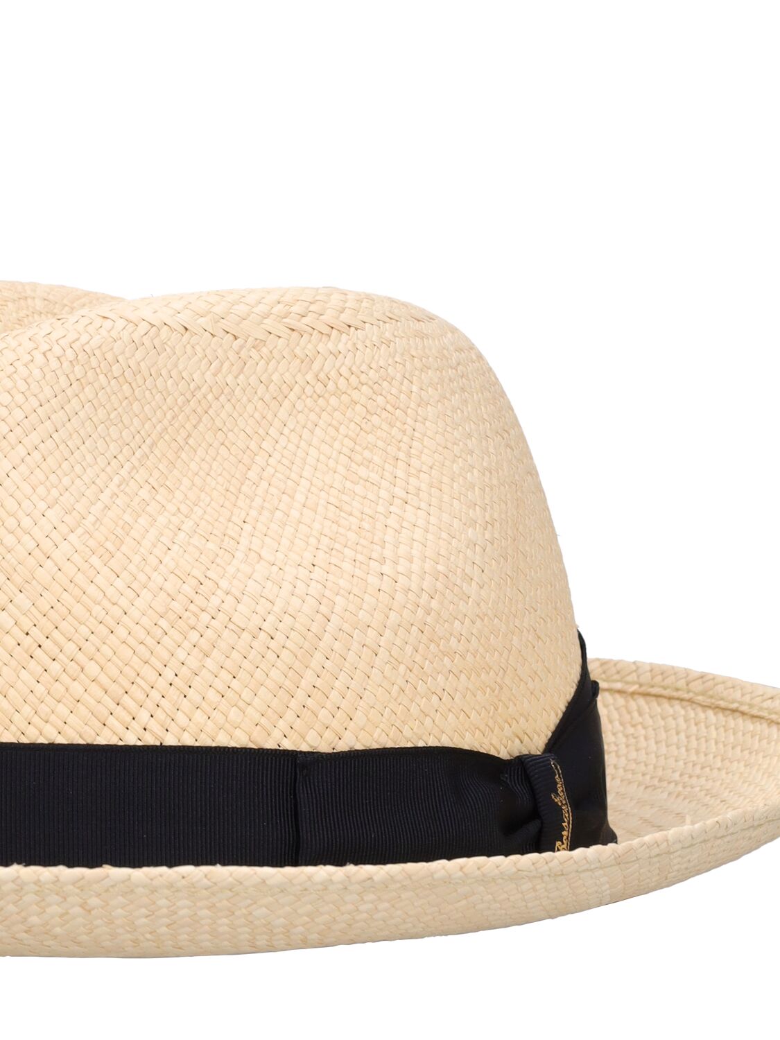 Shop Borsalino Federico 6cm Brim Straw Panama Hat In Natural,black