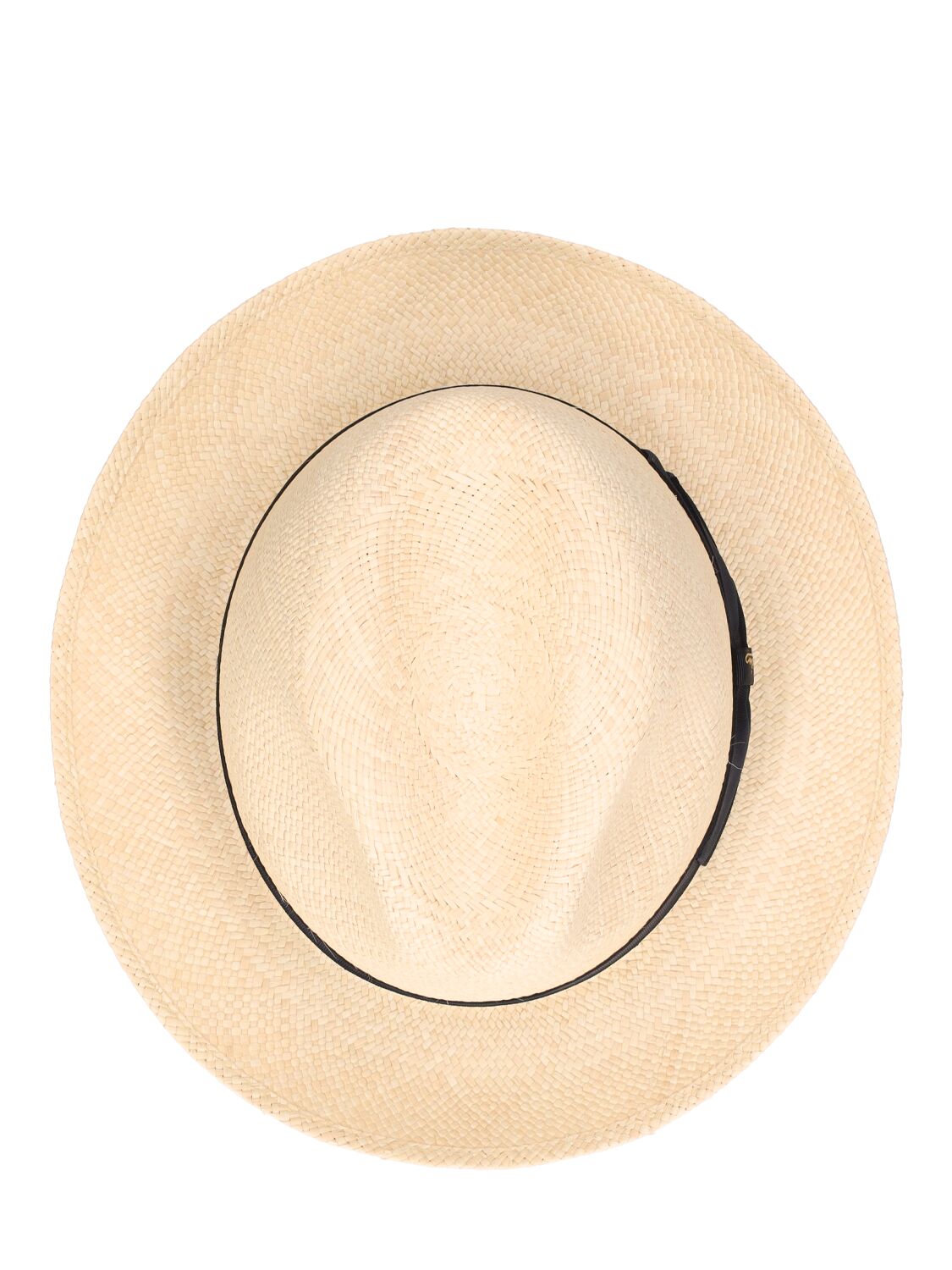 Shop Borsalino Federico 6cm Brim Straw Panama Hat In Natural,black