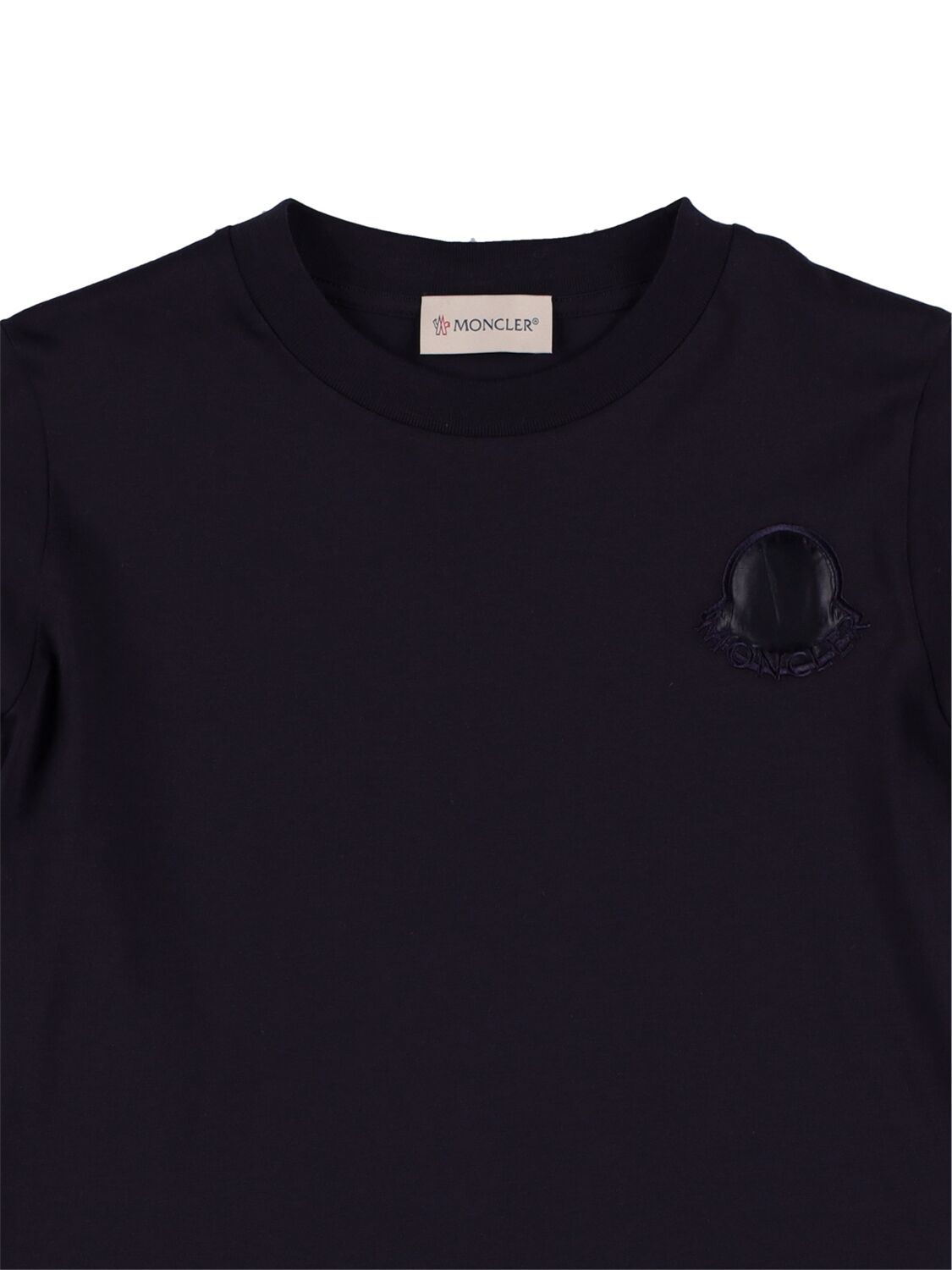 Shop Moncler Cotton Jersey Long Sleeve T-shirt In Navy