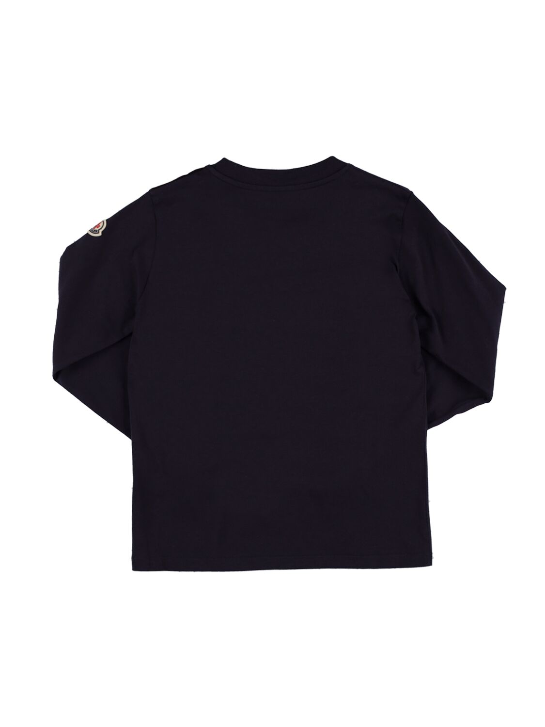Shop Moncler Cotton Jersey Long Sleeve T-shirt In Navy