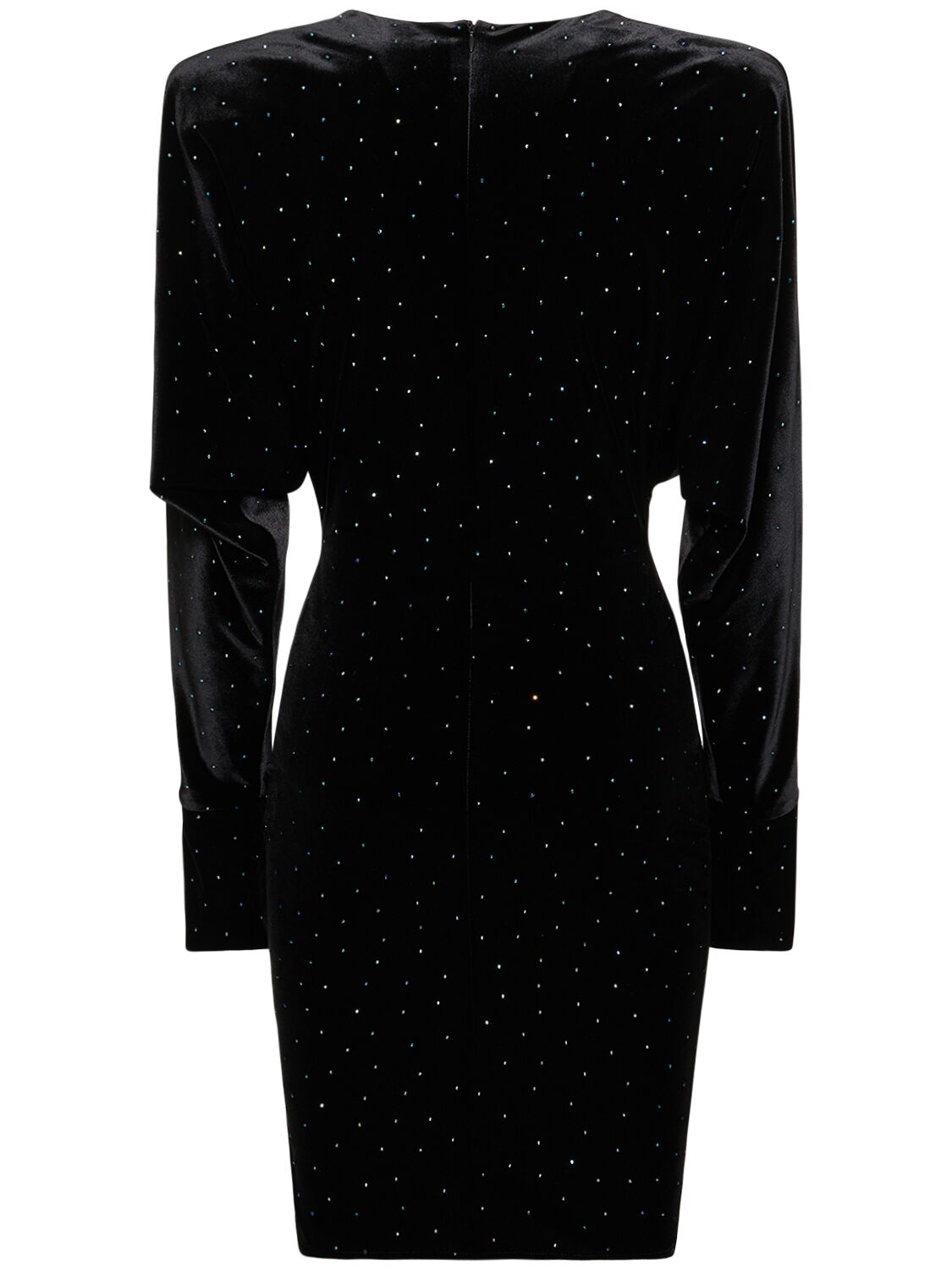 Shop Alexandre Vauthier Glittered Velvet Mini Dress In Black