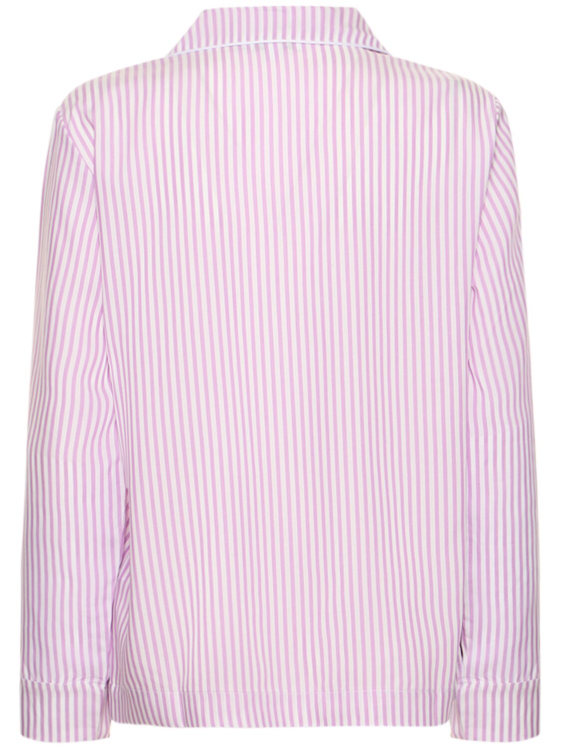 Shop Sporty And Rich Serif Logo Long-sleeve Pajama Top In White,lilac