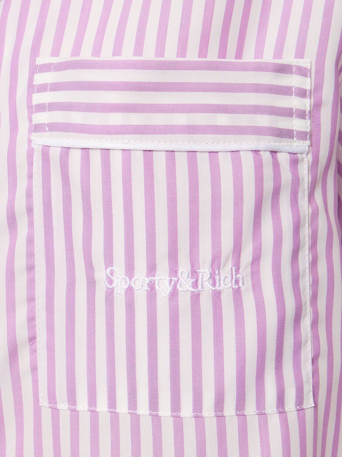 Shop Sporty And Rich Serif Logo Long-sleeve Pajama Top In White,lilac