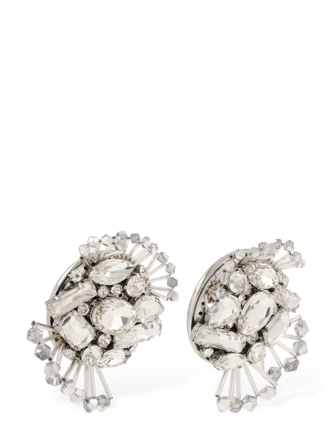 Shop Area Distressed Crystal Earrings In Silver
