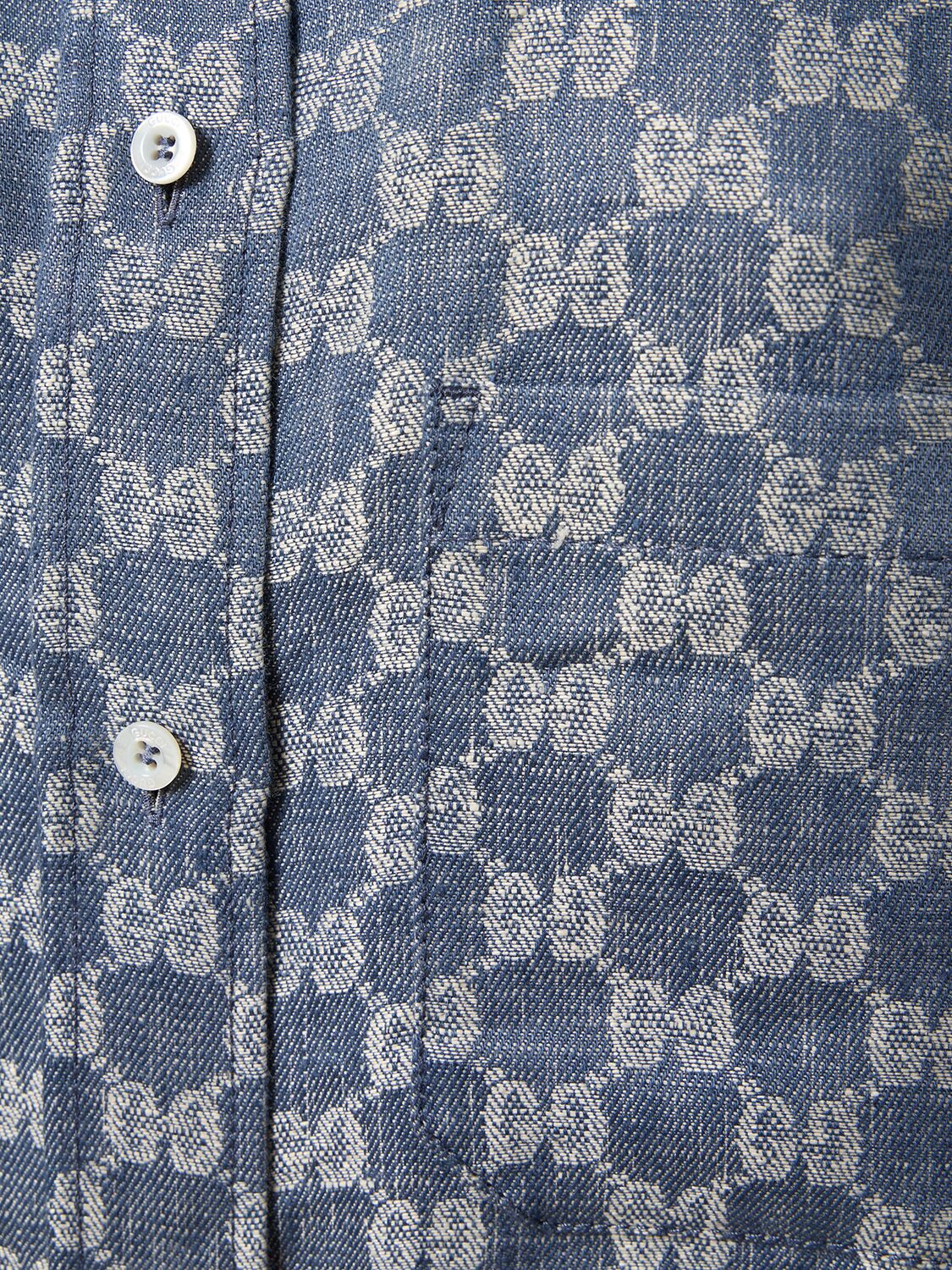 Shop Gucci Gg Linen Jacquard Short Sleeve Shirt In Blue,grey