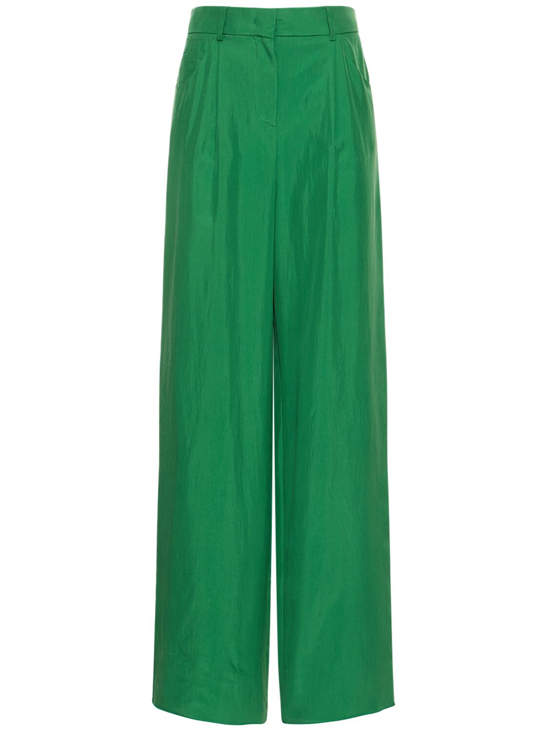 Pleated Washed Silk Wide Pants – WOMEN > CLOTHING > PANTS