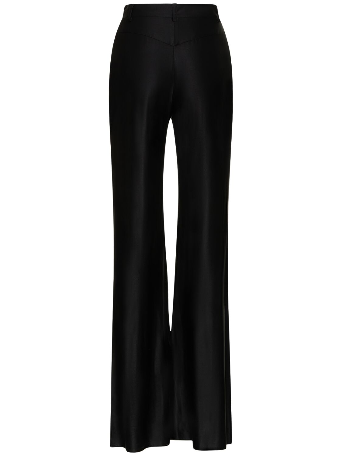 Shop Alexandre Vauthier Shiny Viscose Jersey Straight Pants In Black