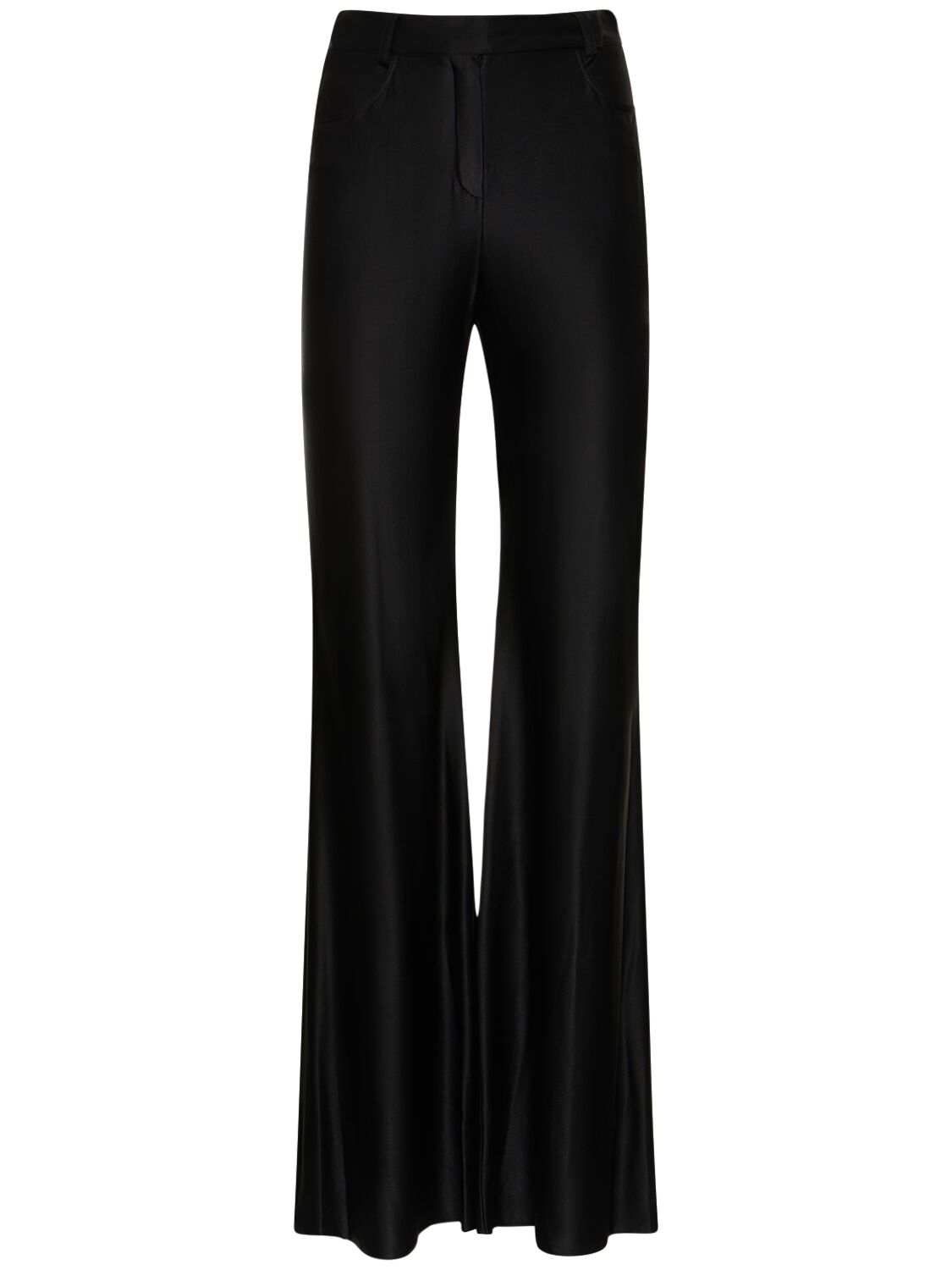 Alexandre Vauthier Shiny Viscose Jersey Straight Trousers In Black