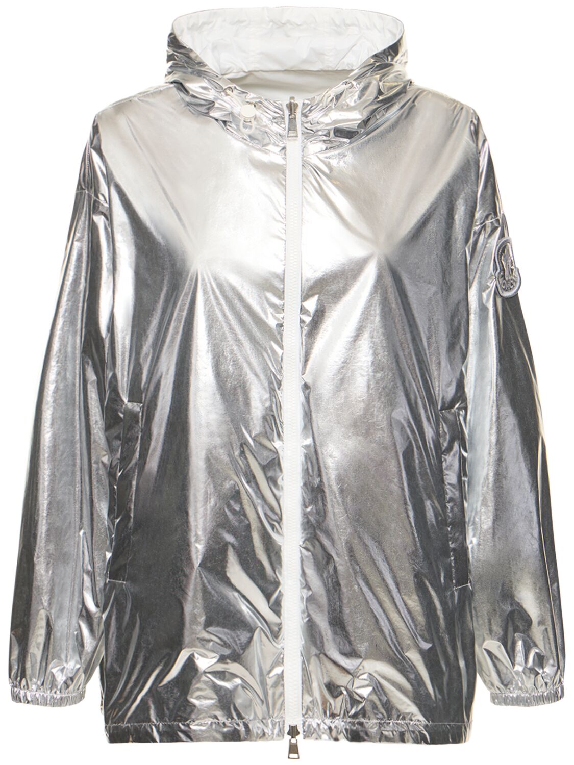 Shop Moncler Jubba Coated Nylon Rain Jacket In Silver