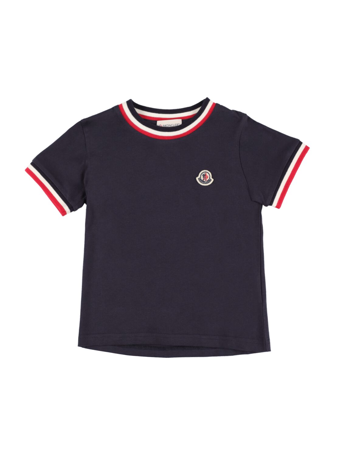 Moncler Kids' Tricolor Cotton Jersey T-shirt In Navy