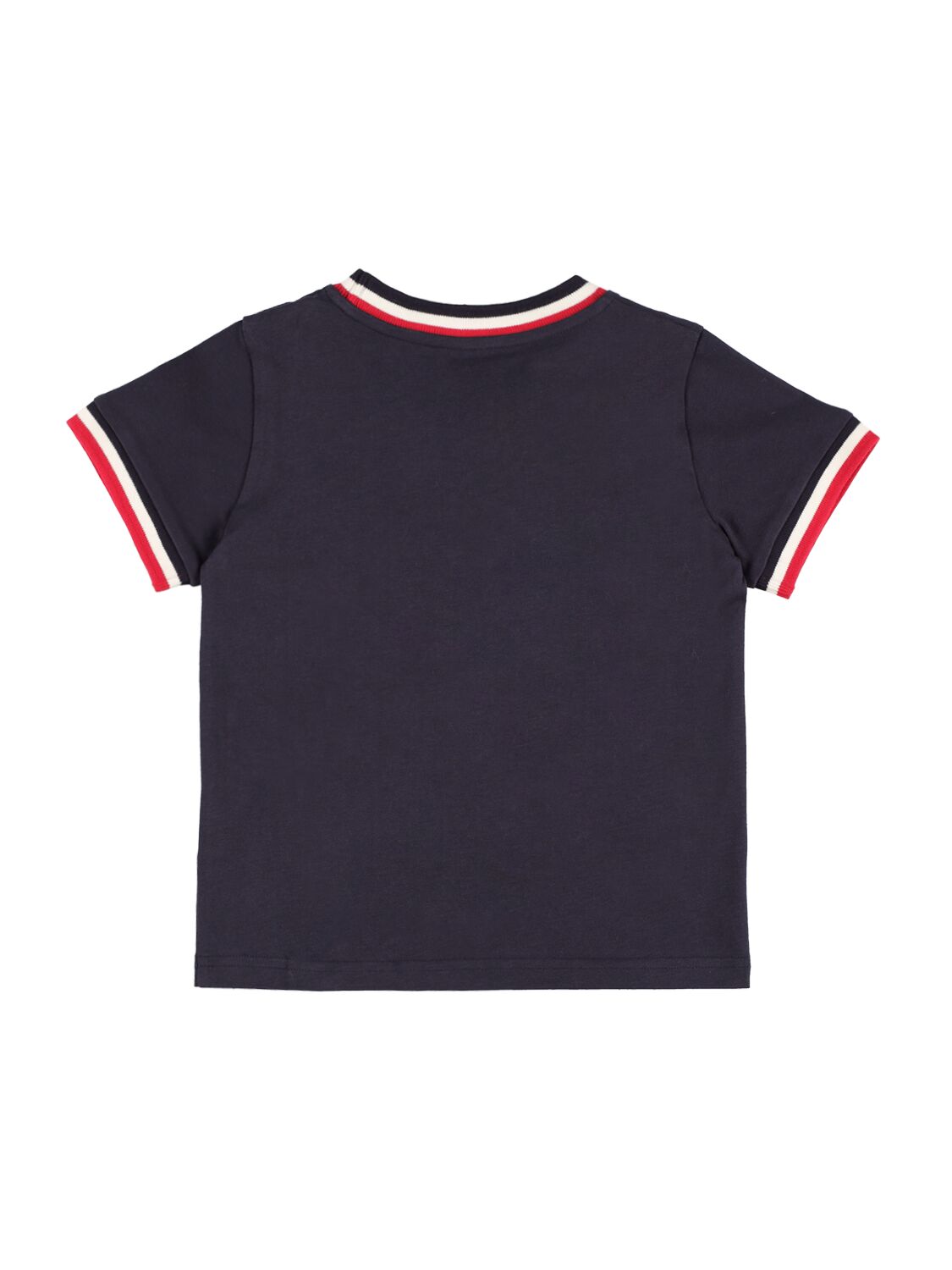 Shop Moncler Tricolor Cotton Jersey T-shirt In Navy