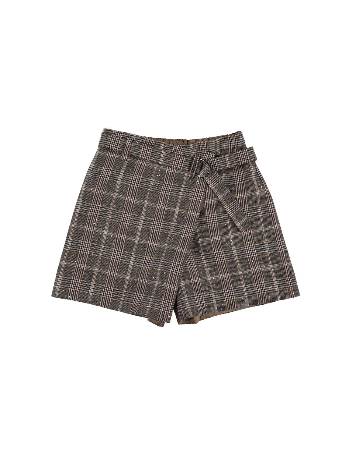 Prince Of Wales Shorts W/sequins – KIDS-GIRLS > CLOTHING > SHORTS