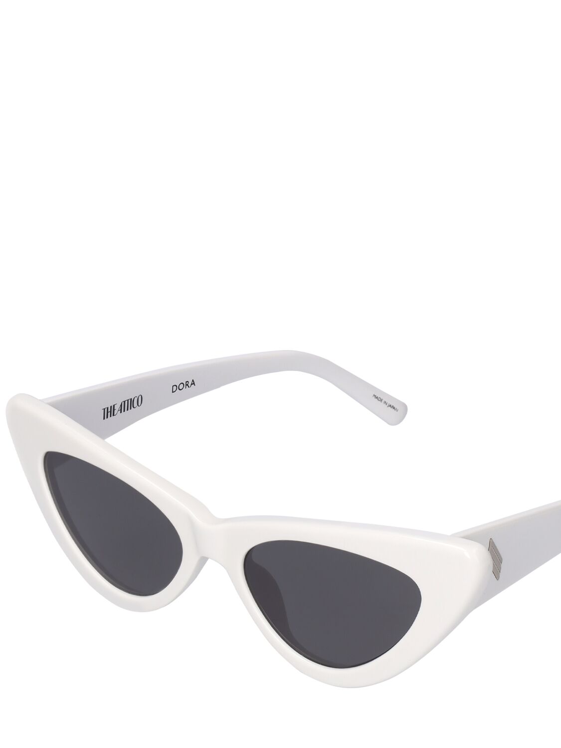 Shop Attico Dora Cat-eye Acetate Sunglasses In White,grey