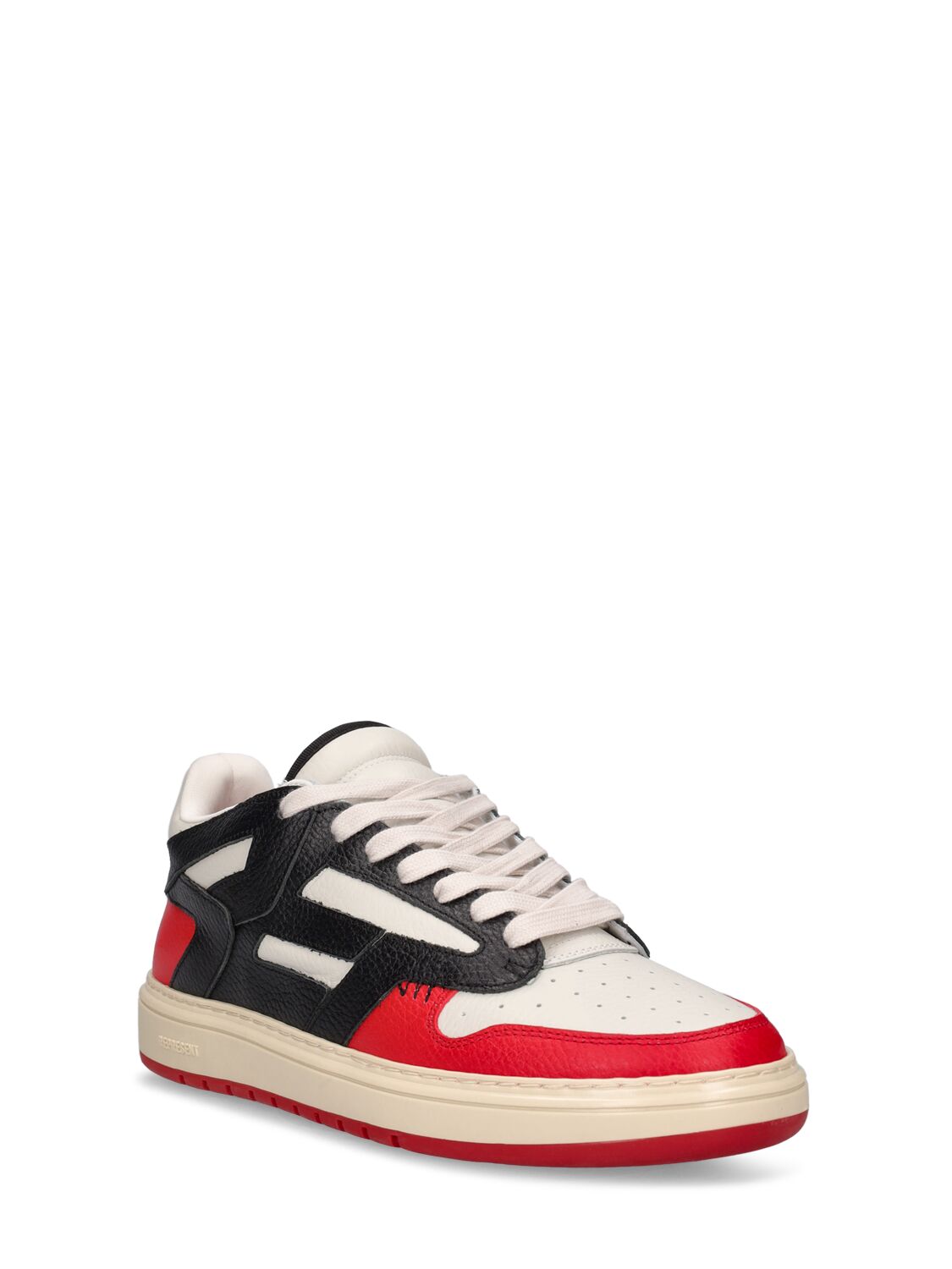 Shop Represent Reptor Low Leather Sneakers In Black,burnt Red