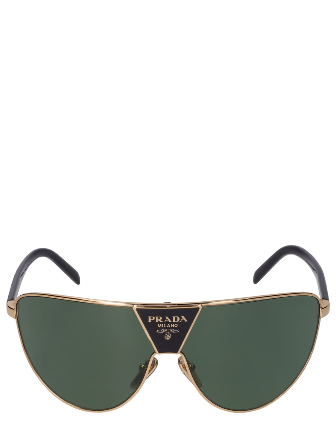 Prada Catwalk Pilot Metal Sunglasses In Black,green