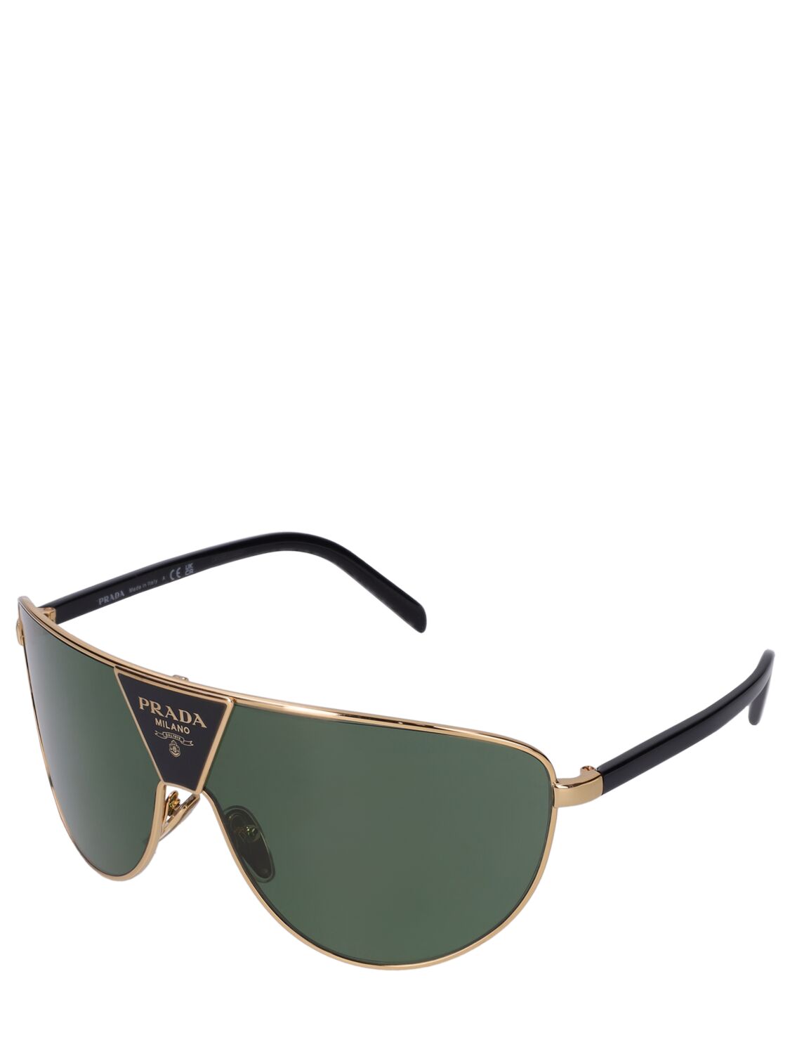 Shop Prada Catwalk Pilot Metal Sunglasses In Black,green