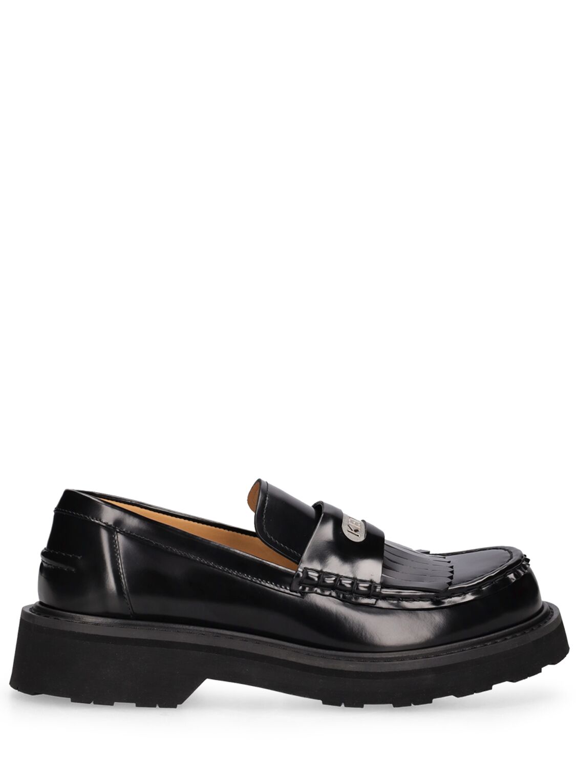 Shop Kenzo 30mm Smile Leather Loafers In Black