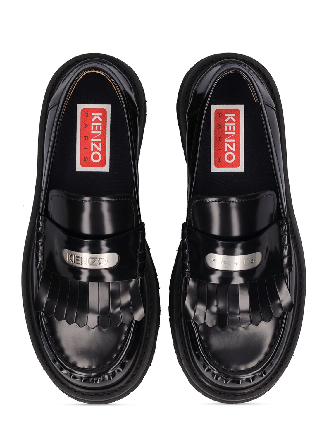 Shop Kenzo 30mm Smile Leather Loafers In Black