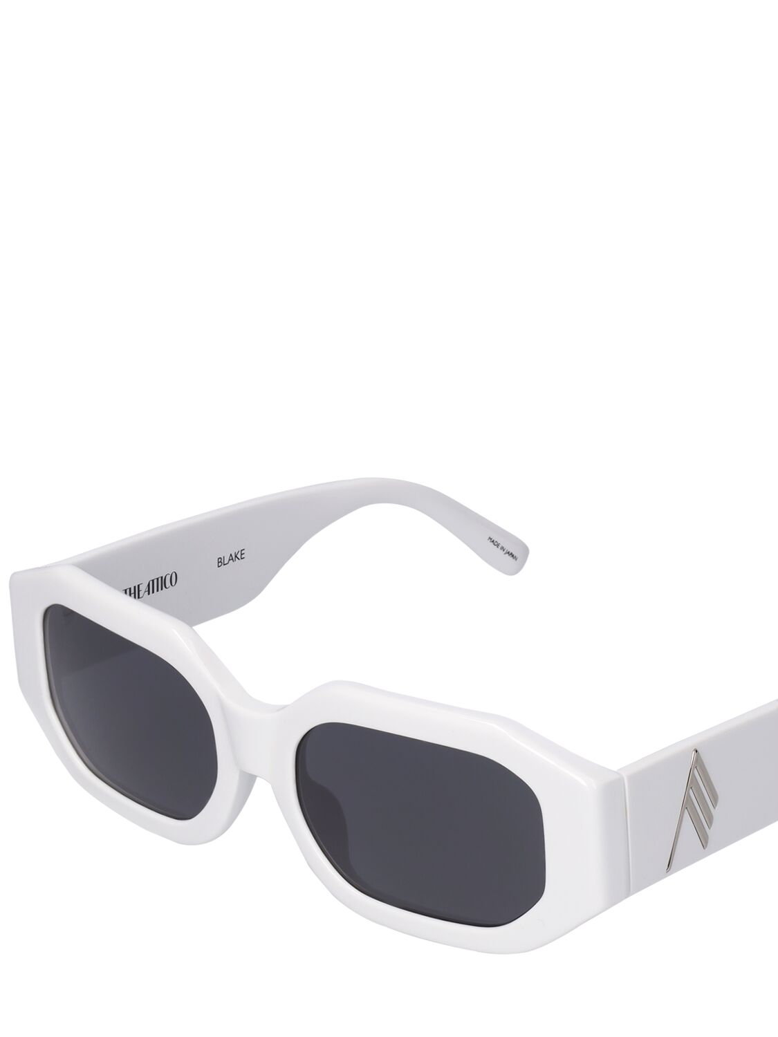 Shop Attico Blake Squared Acetate Sunglasses In White,grey