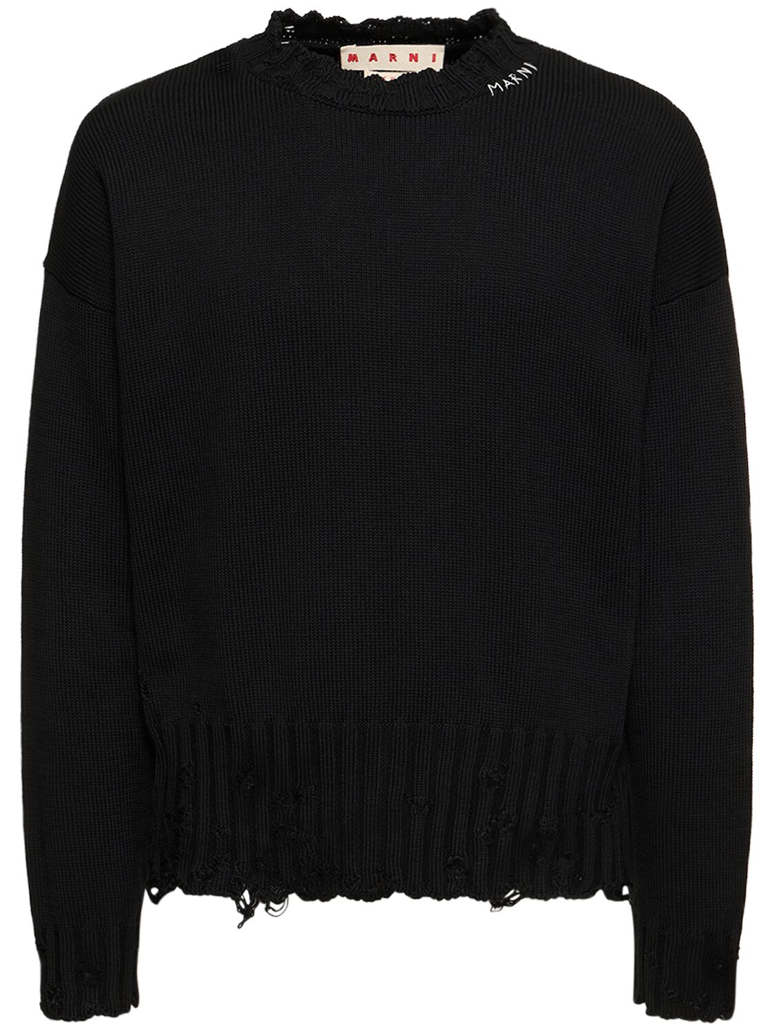 Logo Cotton Knit Boxy Sweater – MEN > CLOTHING > KNITWEAR