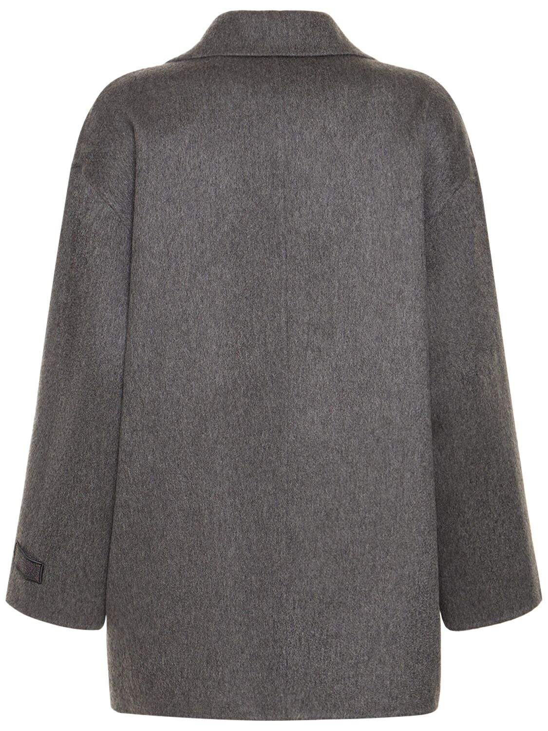 Shop Brunello Cucinelli Short Cashmere Double Breasted Coat In Dark Grey
