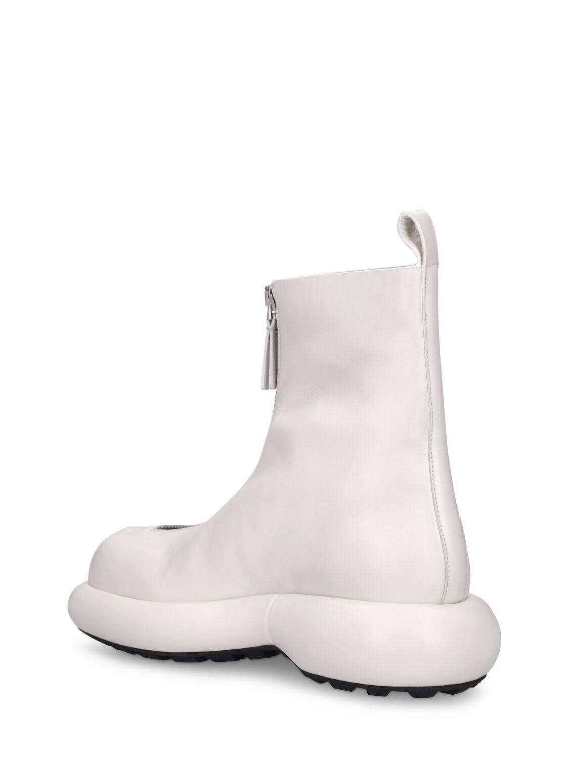Shop Jil Sander 40mm Leather Zip Ankle Boots In White