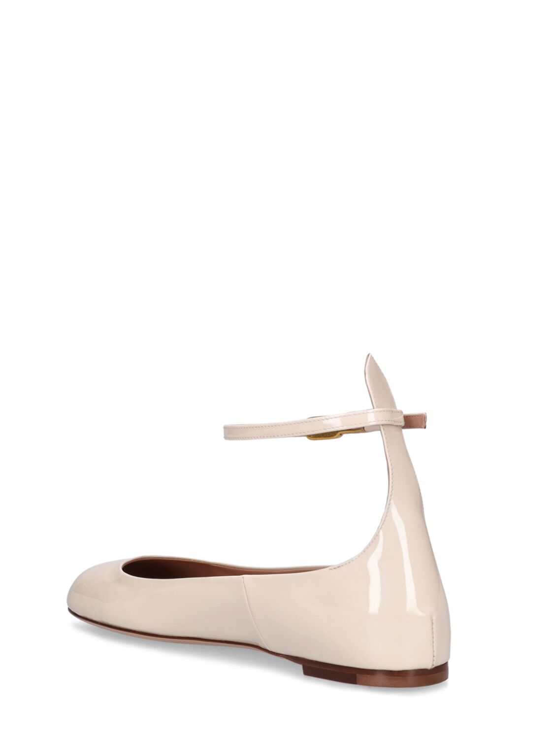 Shop Valentino 5mm Tango Patent Leather Ballerina Flats In Ivory