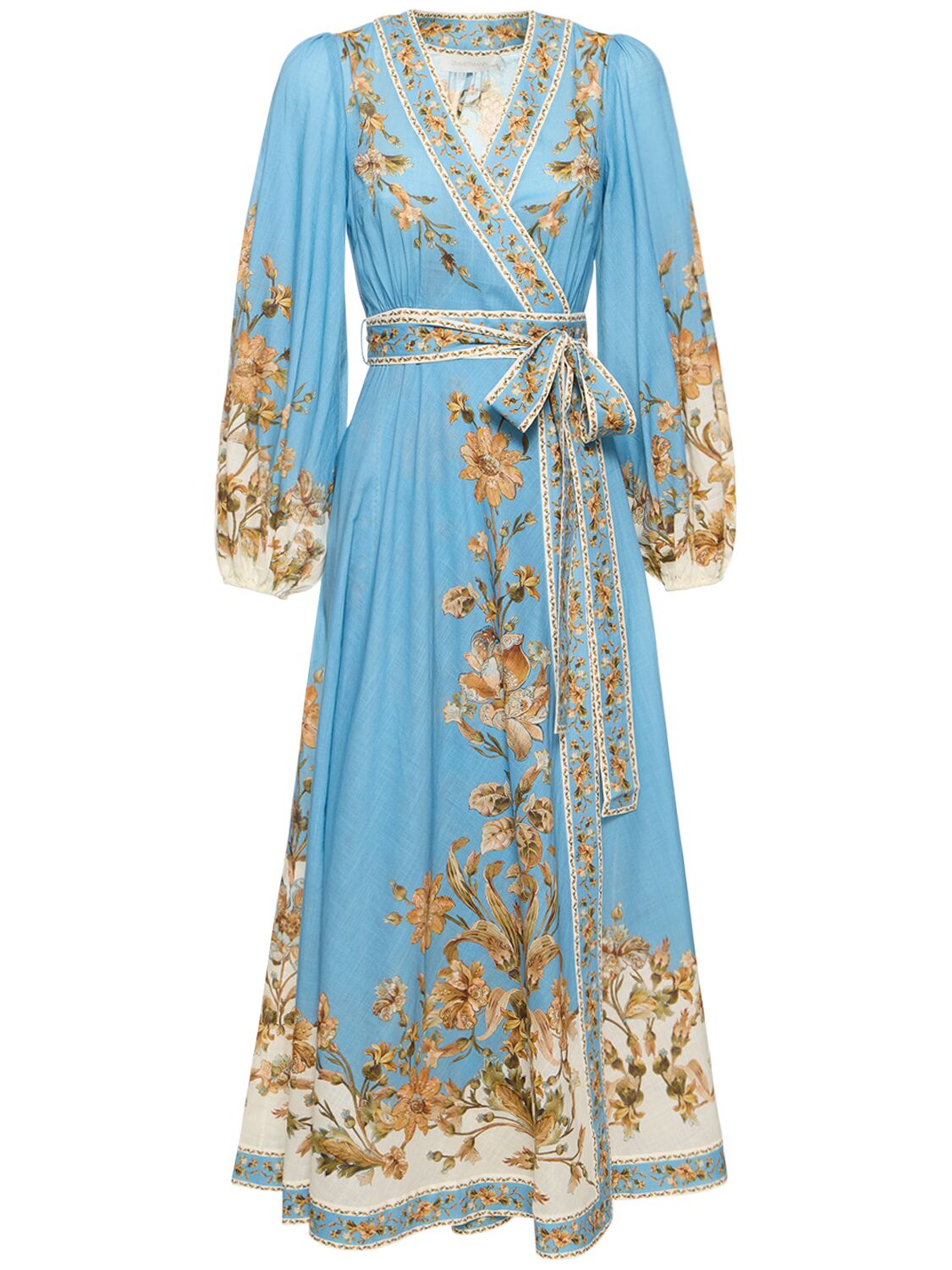 Chintz Printed Cotton Wrap Midi Dress – WOMEN > CLOTHING > DRESSES