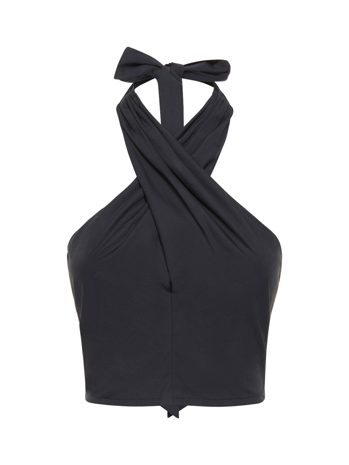 Staud Kai Cropped Halter-neck Cotton Top In Black