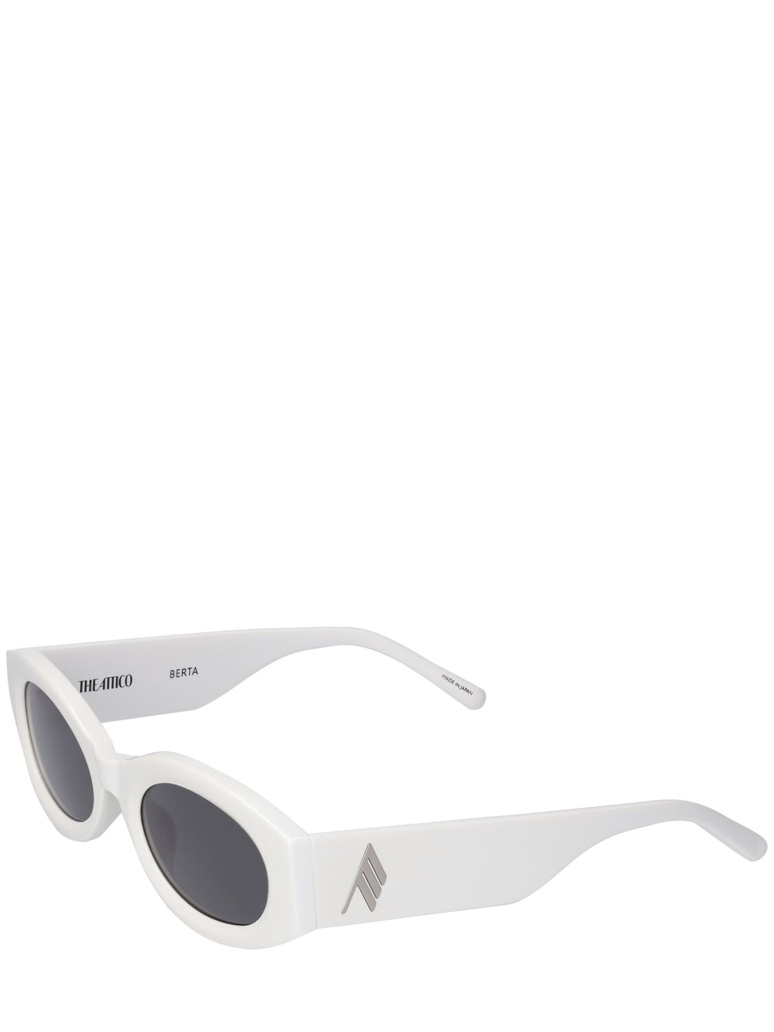 Shop Attico Berta Oval Acetate Sunglasses In White,grey