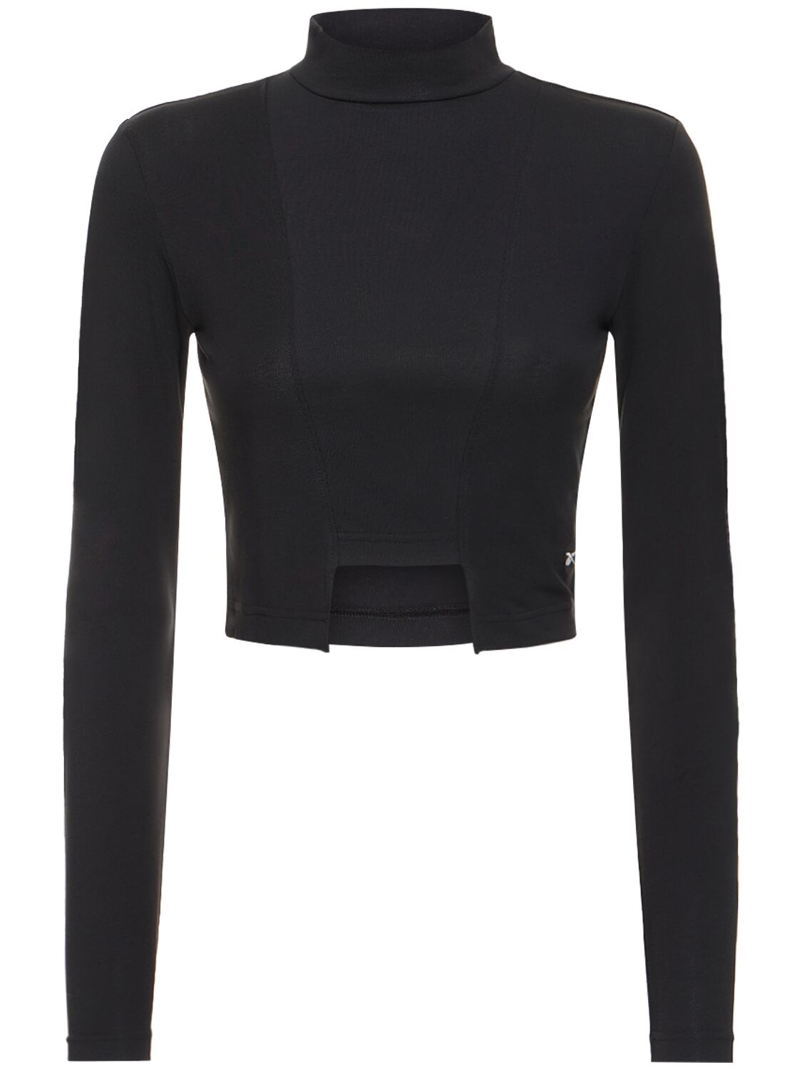 Image of Classic Cotton Mock Neck Long Sleeve Top