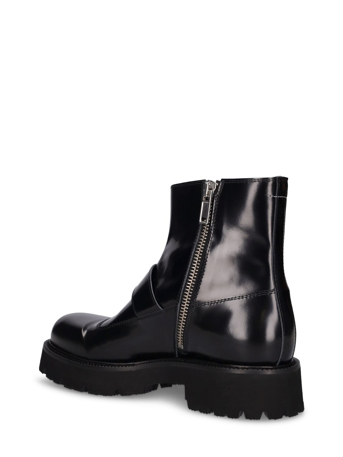 Shop Mm6 Maison Margiela Polished Leather Combat Boots In Black