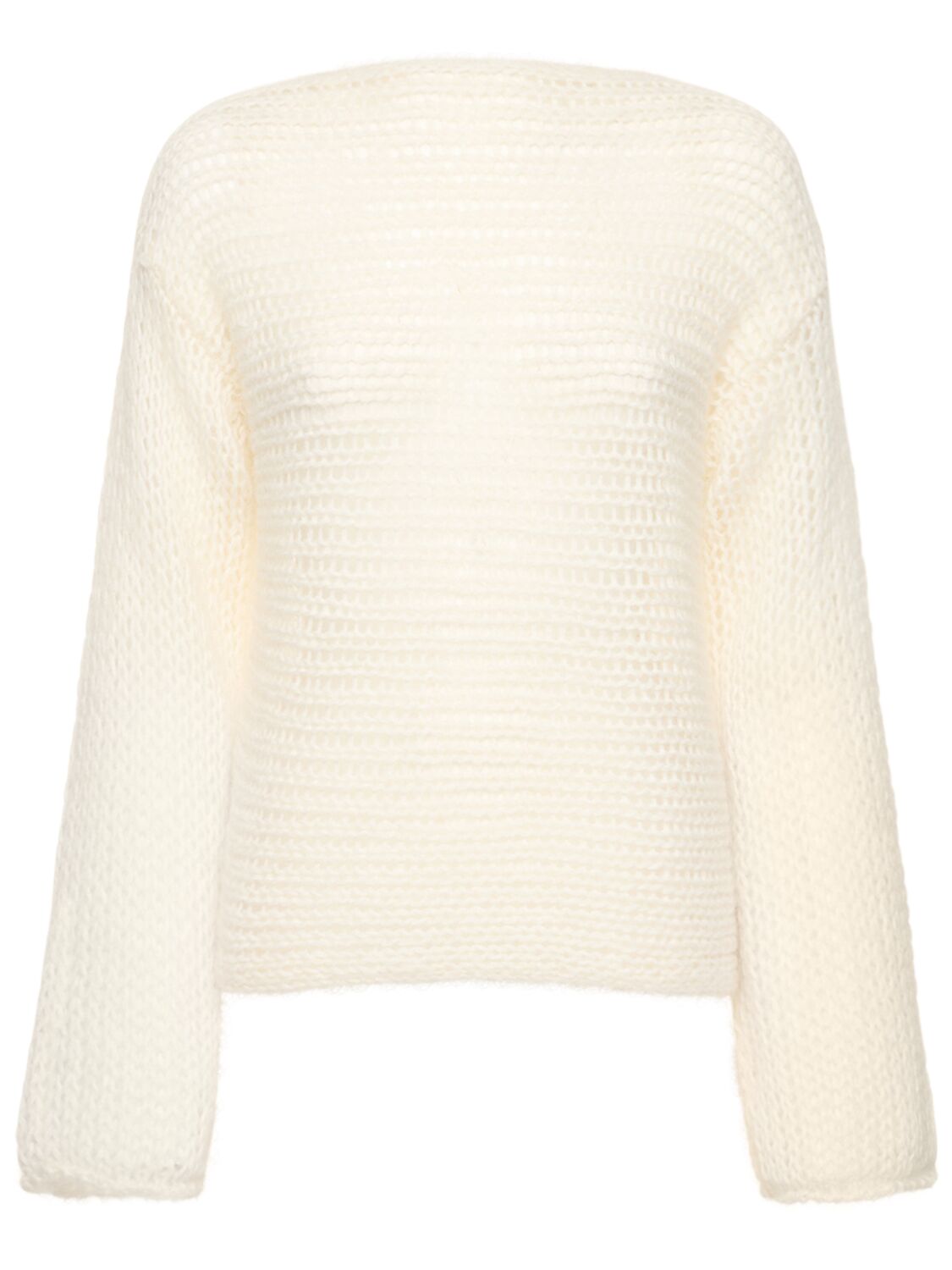 FORTE FORTE BOAT NECK CROPPED MOHAIR BLEND SWEATER