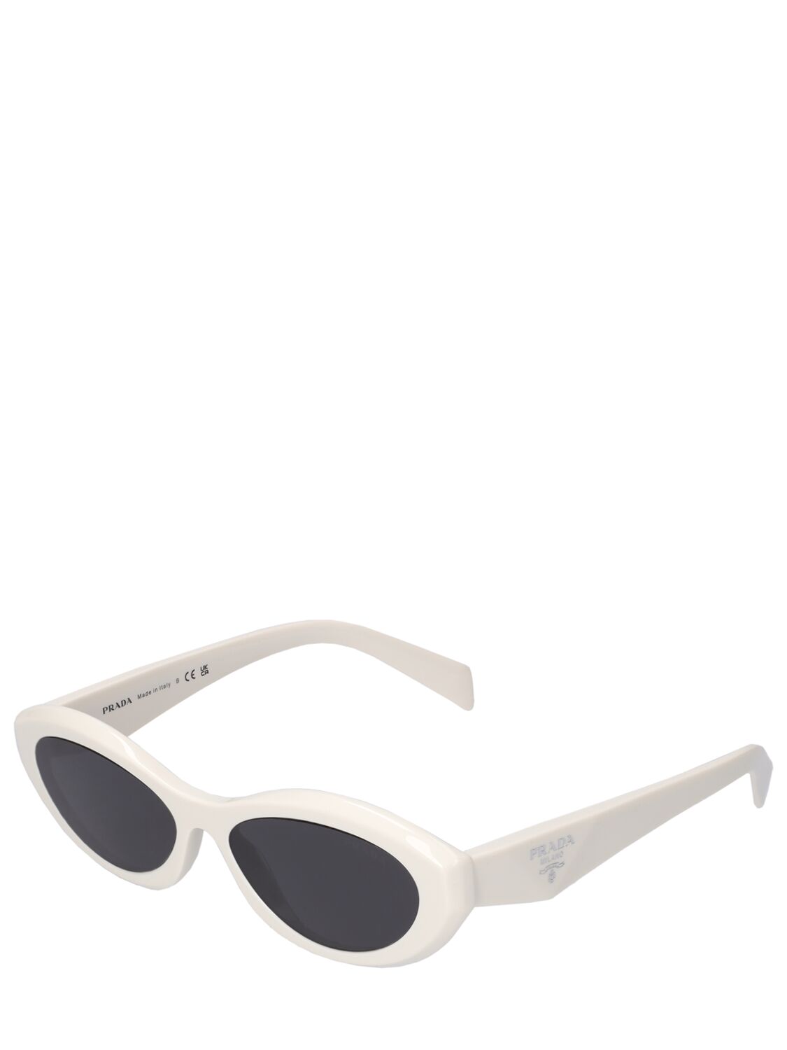 Shop Prada Catwalk Cat-eye Acetate Sunglasses In White,grey