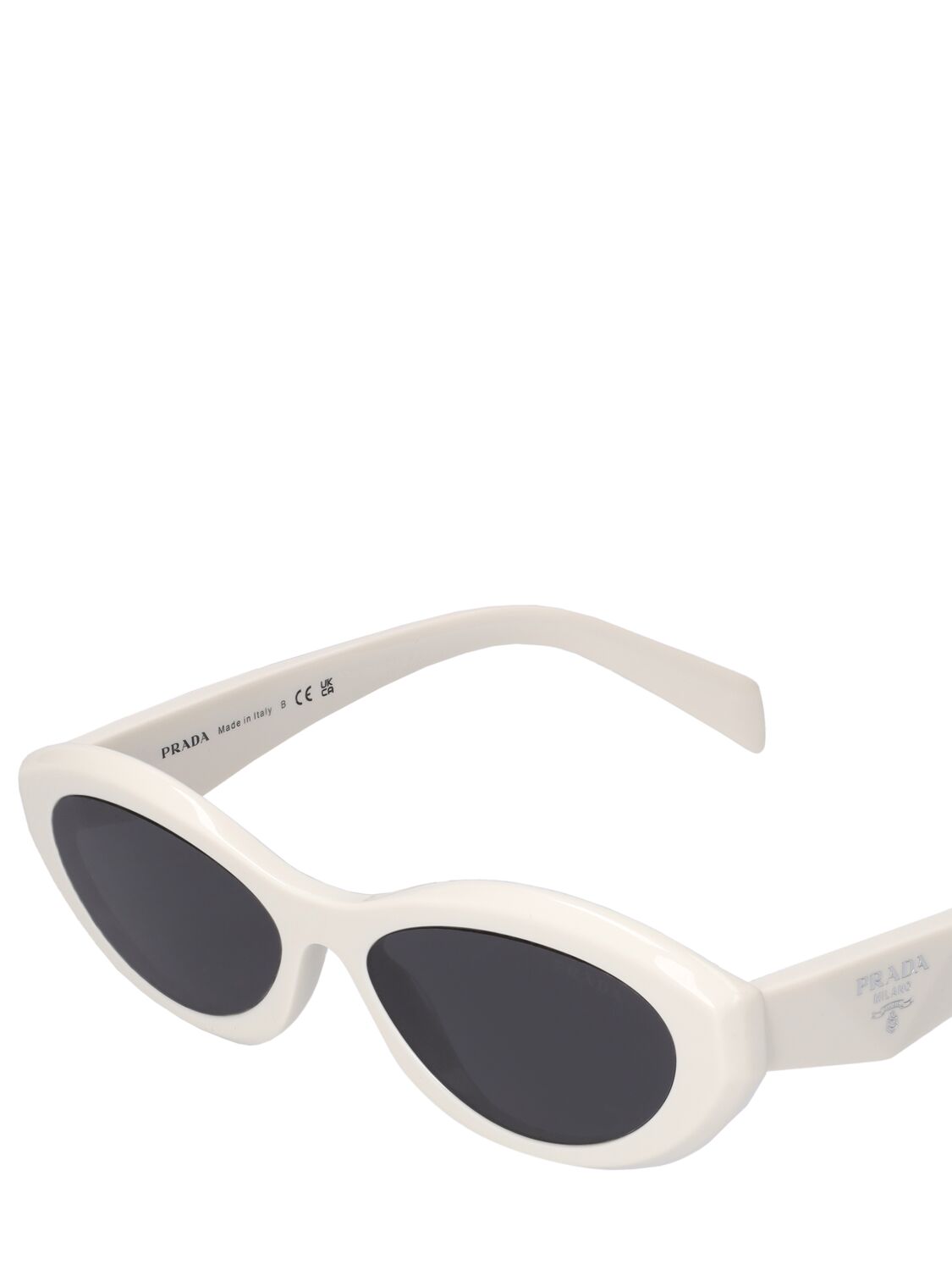 Shop Prada Catwalk Cat-eye Acetate Sunglasses In White,grey