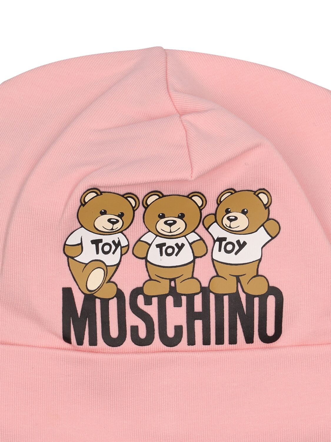 Shop Moschino Printed Cotton Jersey Beanie Hat In Pink