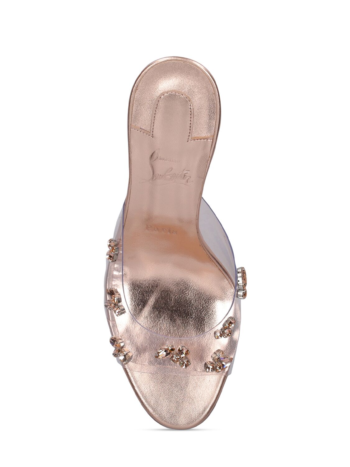Shop Christian Louboutin 85mm Degraqueen Pvc & Leather Mules In Platinum