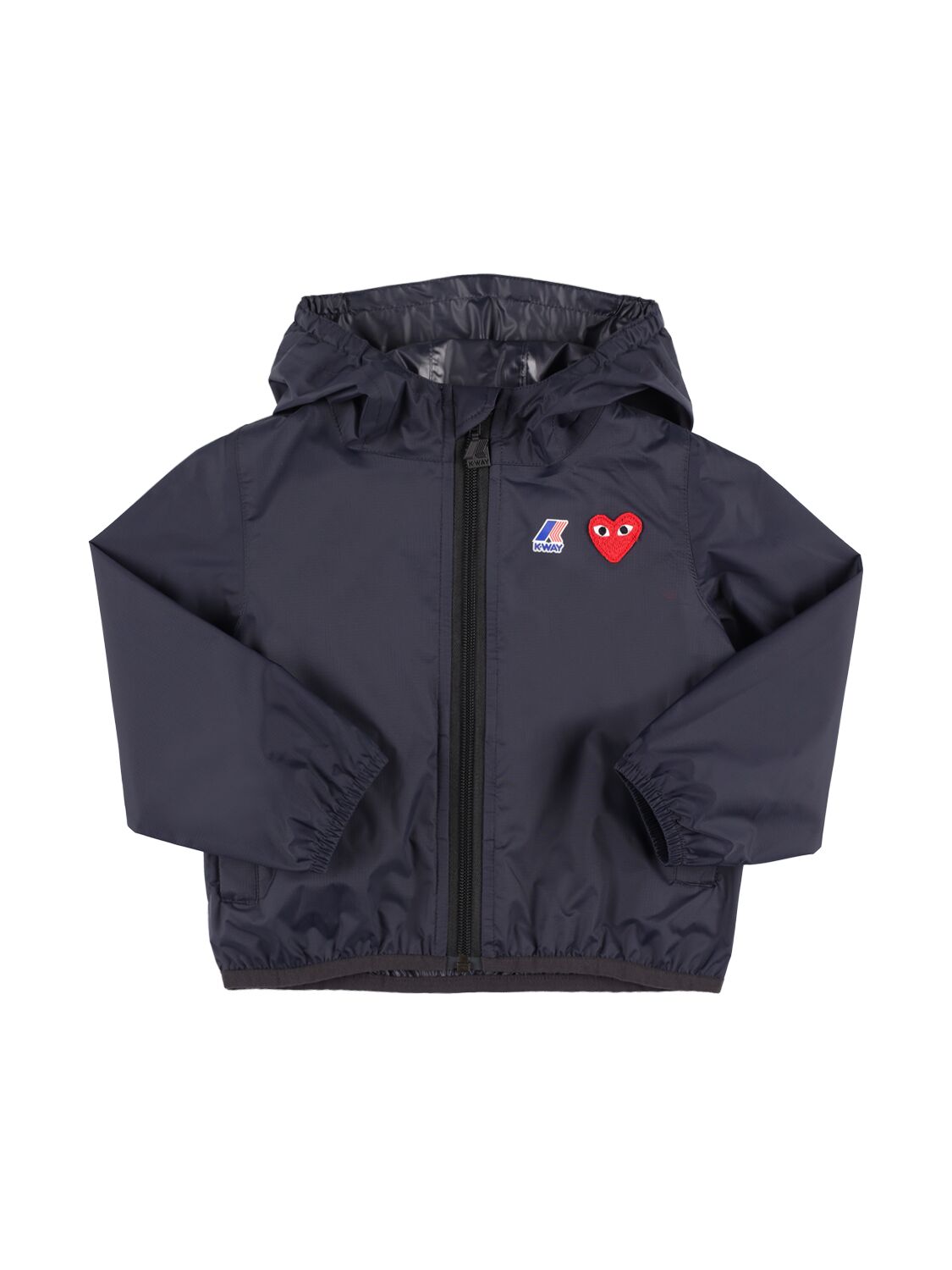 Comme Des Garçons Play Kids' Nylon K-way W/logo In Navy