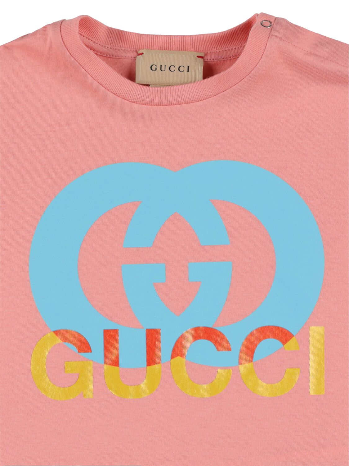 Shop Gucci Logo Printed Cotton T-shirt In Rose