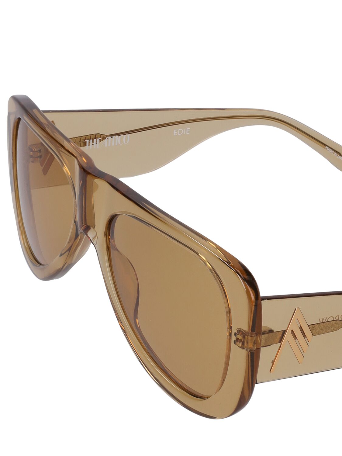 Shop Attico Edie Mask Acetate Sunglasses In Sand