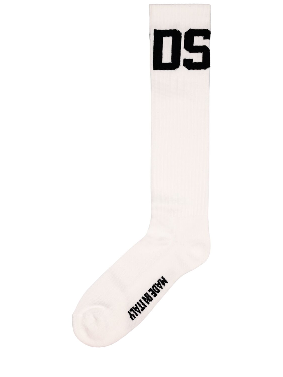 Shop Gcds Mid Logo Band Cotton Blend Socks In White